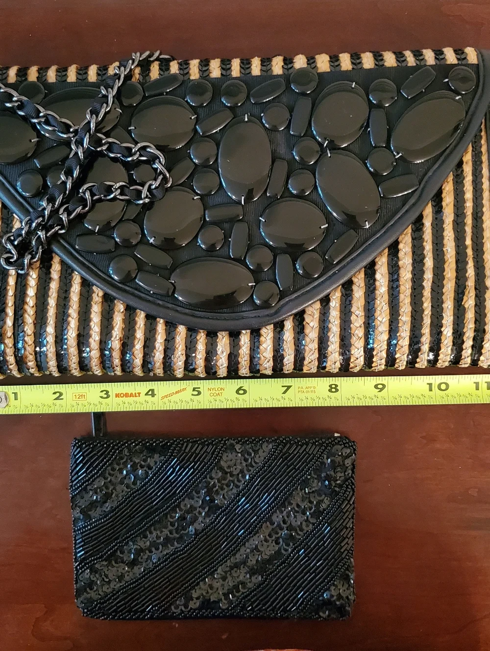 Chico's Straw Sequin Clutch & Vintage Beaded Pouch Bundle
